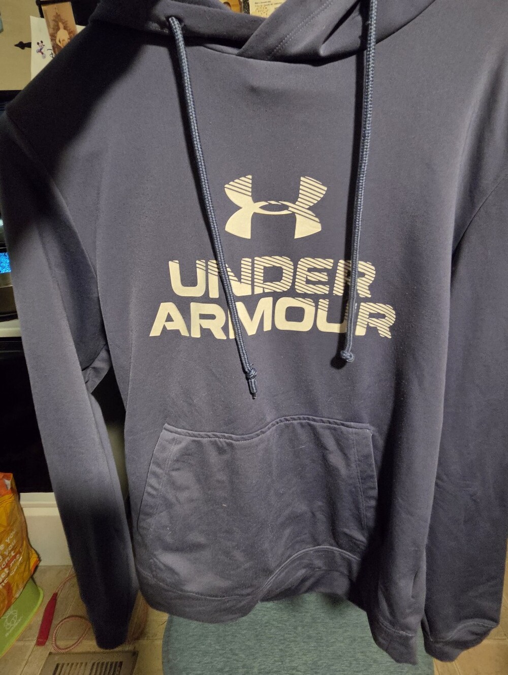 Under Armour Womans Blue Under Armour Hoodie with Tan Logo